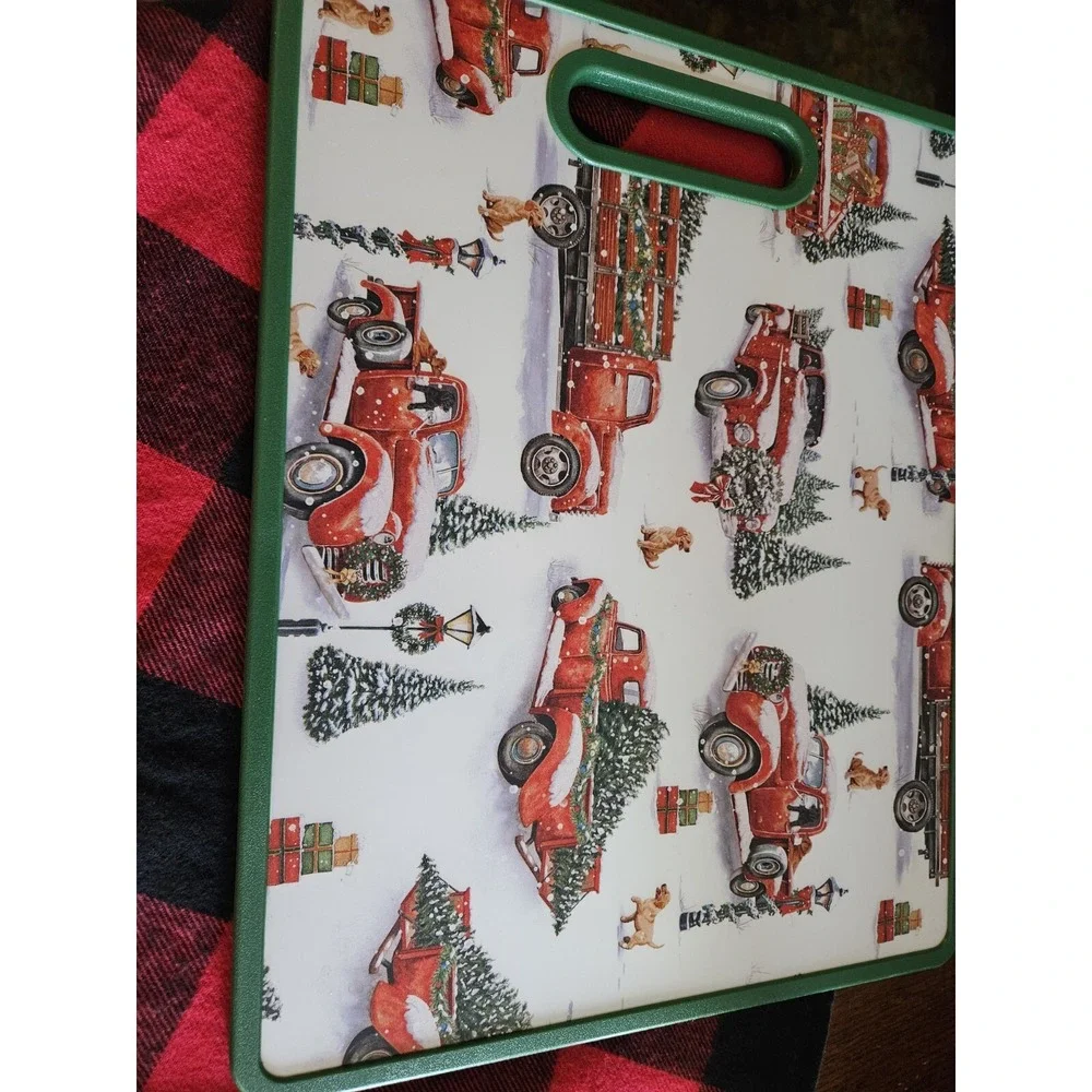 Christmas Decor Little Red Truck Kitchen pot holder, cutting board, coasters New